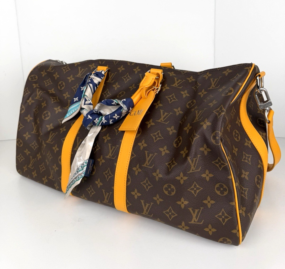 Louis Vuitton Keepall Bandouliere 50 Duffle Bag in Brown Coated Canvas NFC E-1